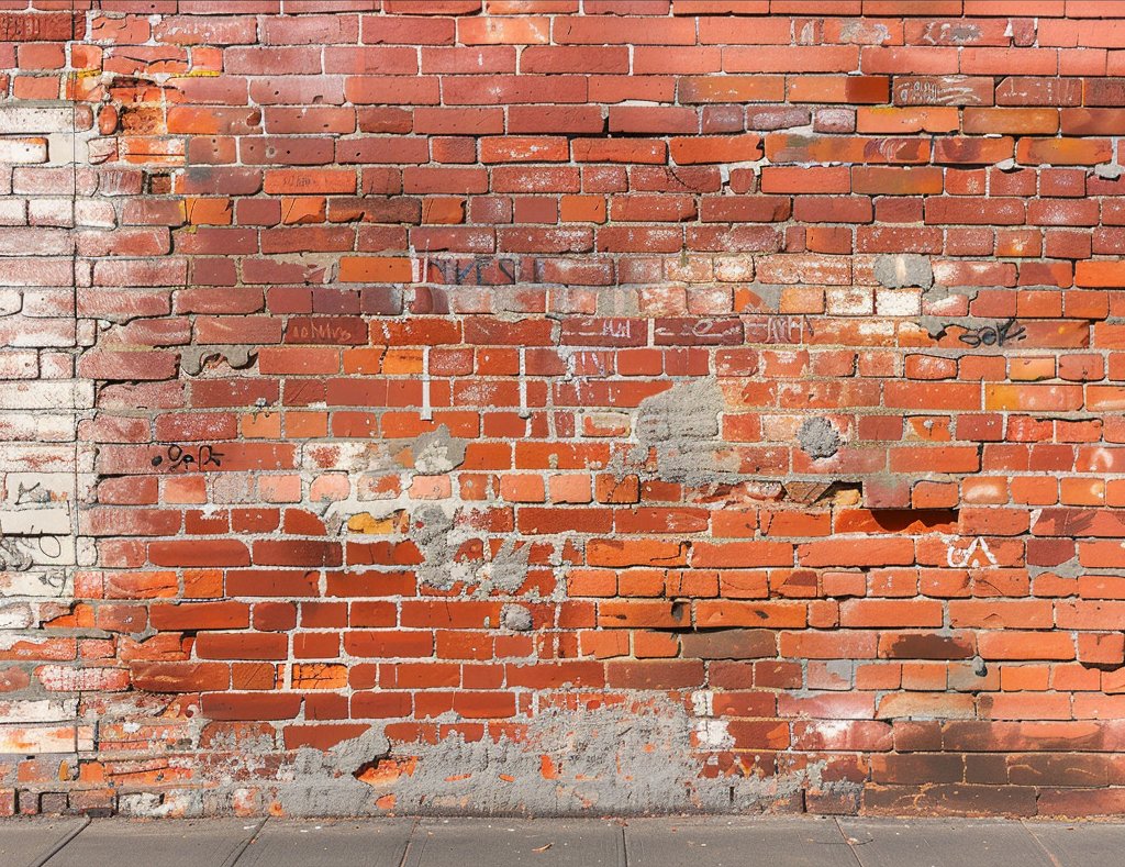 Brick wall after laser graffiti removal — surface restored