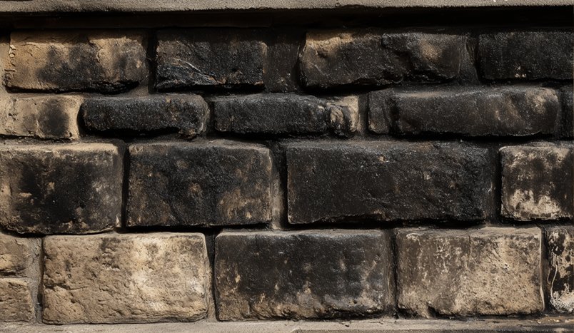 Surface before laser smoke and soot cleaning